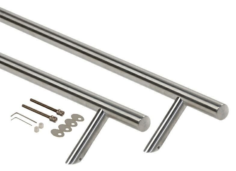 Ручка нержавейка для алюминиевых дверей со смещением с креплениями, L=1000, м/о=800, D=32