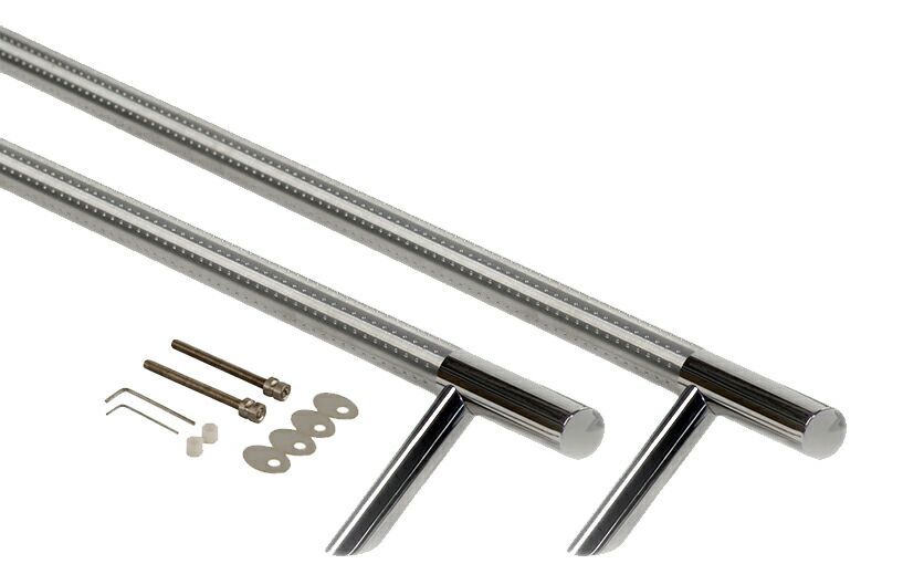 Ручка нержавейка для алюминиевых дверей со смещением L1200, м/о1000, D32, хром полированный