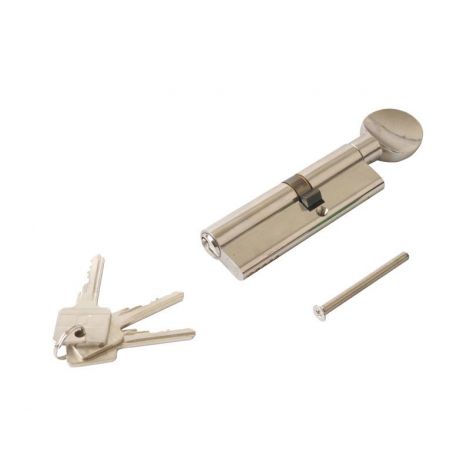 Фото Личинка замка двери с ручкой 45 ключ 55 ручка никелированный Цилиндровые механизмы 1