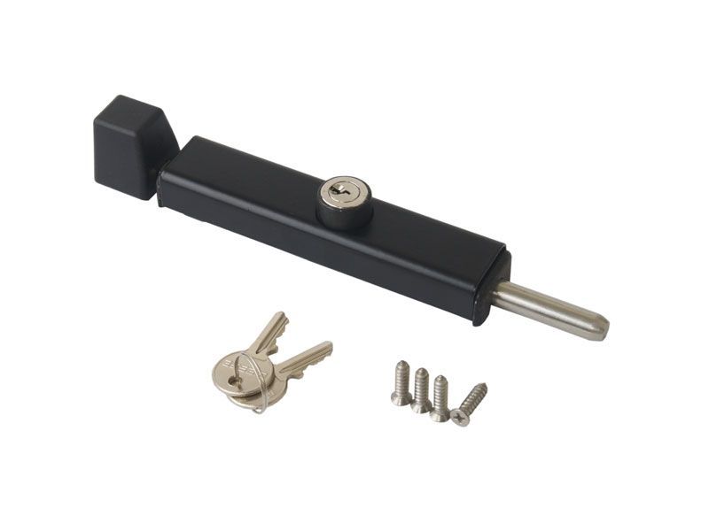 Шпингалет для алюминиевых дверей BULL черный с ключом