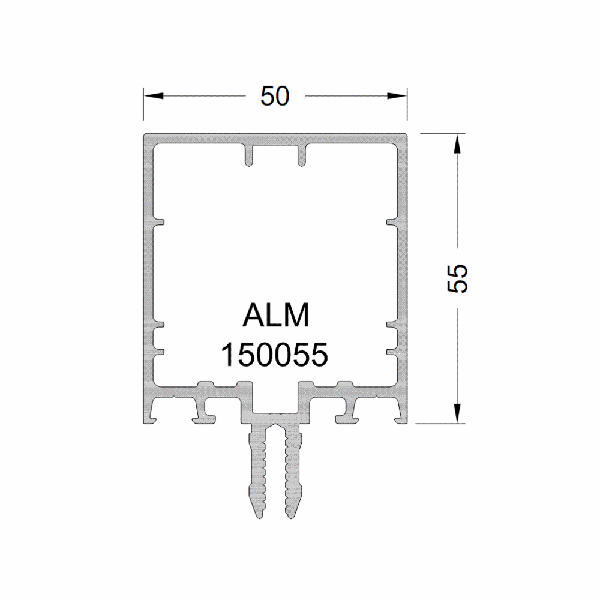 Алюминиевый профиль стойка и ригель 55 мм. белый RAL9016, 6м.