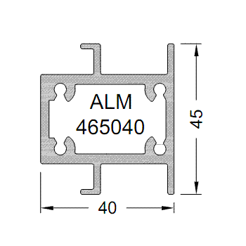 Алюминиевый профиль вставной 40х45 мм. неокрашенный 3м. для 150055