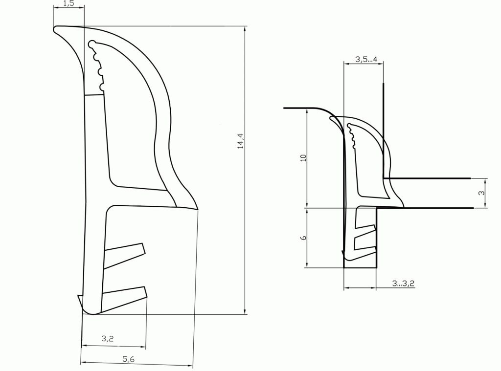 Уплотнитель для дверей M7340R слоновая кость RAL1015