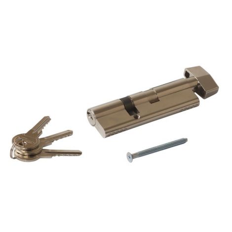 Фото Личинка замка двери с плоской ручкой CVG/K 65 ручка/35 ключ, никелированный Цилиндровые механизмы 3