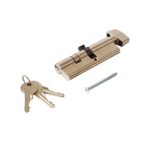 Фото Личинка замка двери с плоской ручкой 45 ручка 55 ключ MAXBAR CVG/K никелированная Цилиндровые механизмы 1