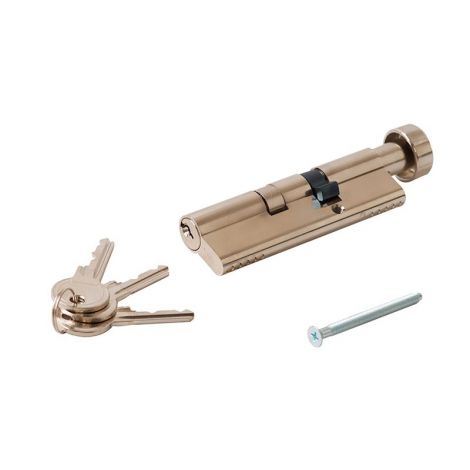 Фото Личинка замка двери MAXBAR с круглой ручкой 35 ручка C/65 ключ никелированный Цилиндровые механизмы 3