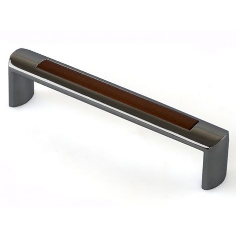 Фото Мебельная ручка-скоба 128мм FIRMAX металл+дерево хром жемчуг Мебельные ручки 1