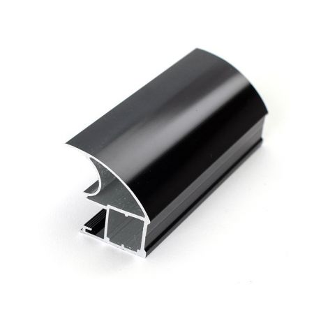 Фото FIRMAX Профиль-ручка асим. широкий, алюминий, черный глянец, L=5400 мм Алюминиевые профили для шкафов-купе 1