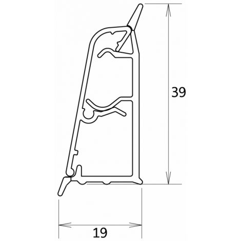 Фото Плинтус кухонный овальный пластик фольга Инокс 39x19х4000 Плинтус для столешницы 2