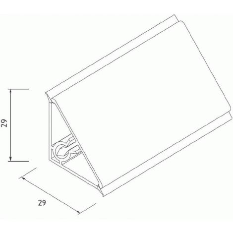 Фото Плинтус кухонный треугольный пластик фольга Алюминий сатин 29x29мм L=4м Плинтус для столешницы 2