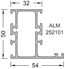 Алюминиевый профиль рамы Alumar S-50 54/32 мм белый RAL9016 6м