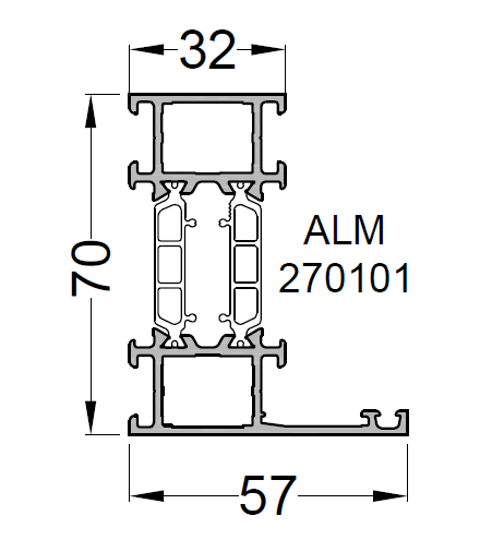 Профиль рамы 57/32 мм.  белый RAL9016,  6м.
