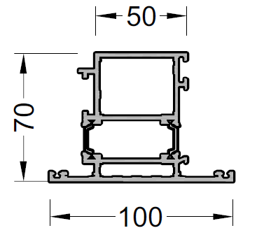 Профиль дверной створки 100/50 мм.  белый RAL9016,  6м.