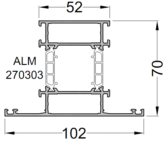 Импост 102 /52 мм  белый  RAL9016,  6м. Alumark
