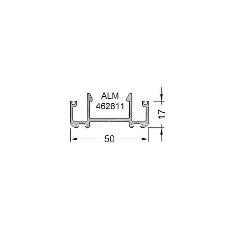Фото Профиль адаптера для маятниковой двери 17 мм. ALUMARK неокрашенный 6м. ALUMARK Холодная серия S50 1