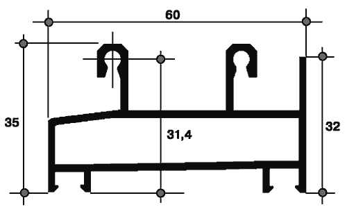 Рама алюминиевая для остекления балкона нижняя коричневая 8017 6м 640-02 (167)