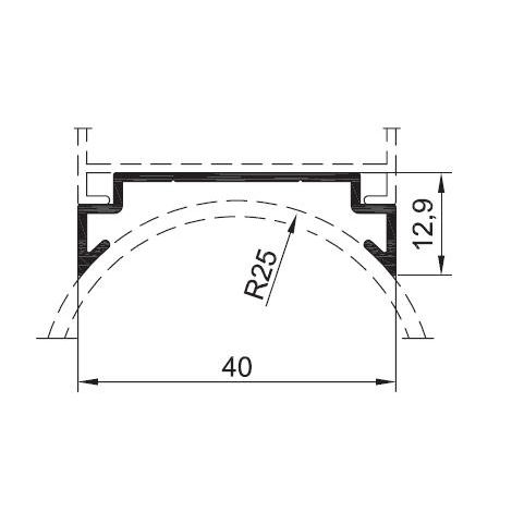 Фото 400-101 Переходник под раму 40 мм, труба 50 мм, бел. (6,0 м) Алюминиевый профиль для балконов 1