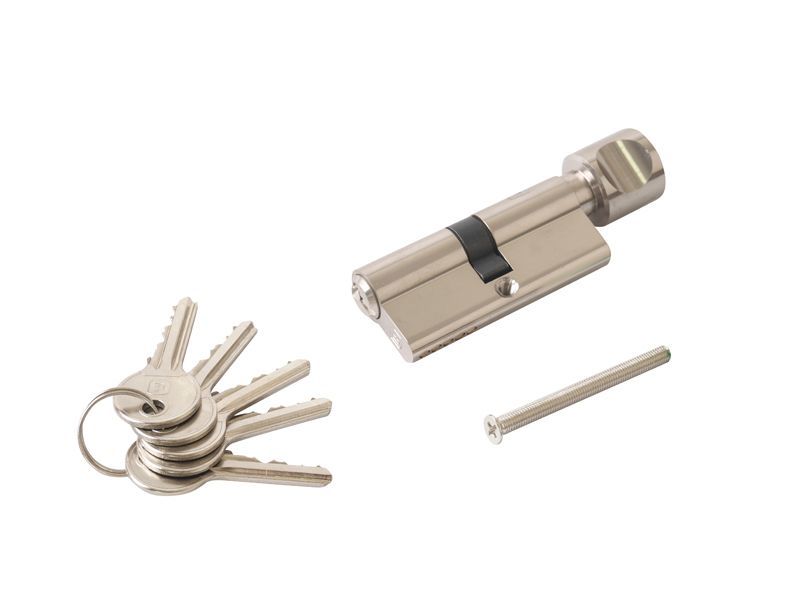 Фото Личинка вертушка с ручкой 35 ключ 35 ручка 5 ключей, никелированная Цилиндровые механизмы 