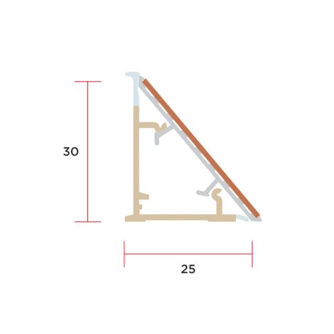 Фото Плинтус для столешницы светлый дуб треугольный 30x25 мм L=4.1м алюминий Rovere S073 FRAS Плинтус для столешницы 2