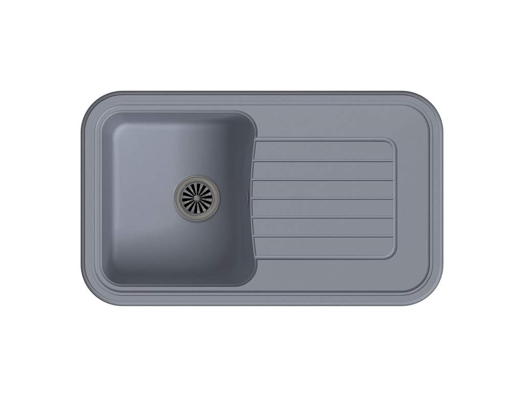 Мойка для кухни из искусственного камня Кварц серый металлик сифон EW-A60F