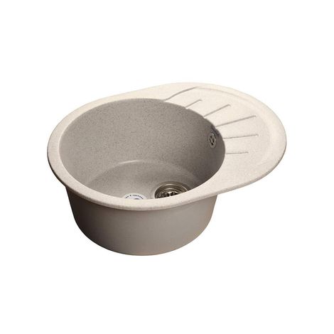 Фото Врезная мойка для кухни круглая с крылом серый мрамор Rondo GF-R580L глубина 20см сифон Мойки для кухни 1