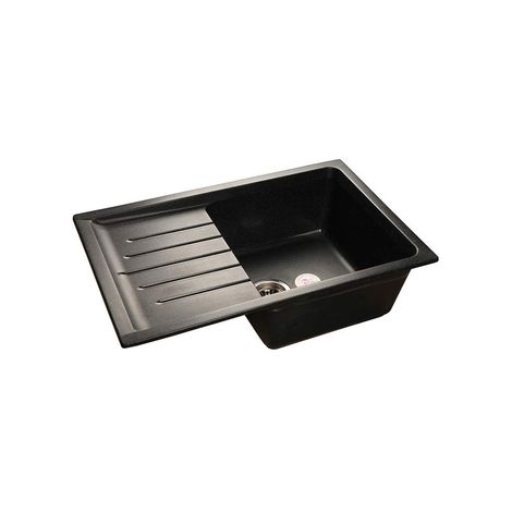 Фото Мойка для кухни из искусственного камня с крылом чёрный мрамор PRACTIC 756х495см + сифон Мойки для кухни 1