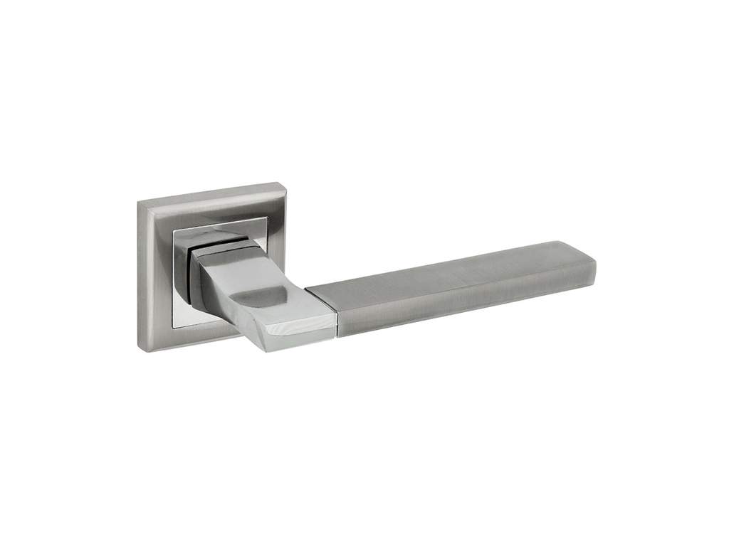 Ручка для межкомнатных дверей квадратная никель матовый с раздельной накладкой