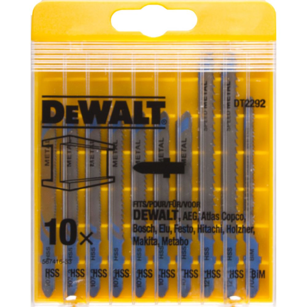 Набор пилок для лобзика по металлу DEWALT DT2292, 10 шт.
