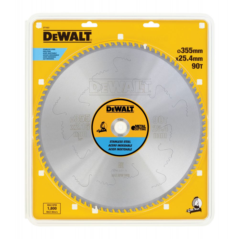 Пильный диск DEWALT EXTREME DT1922, по нержавеющей стали 355/25.4, 90 MTCG +10°