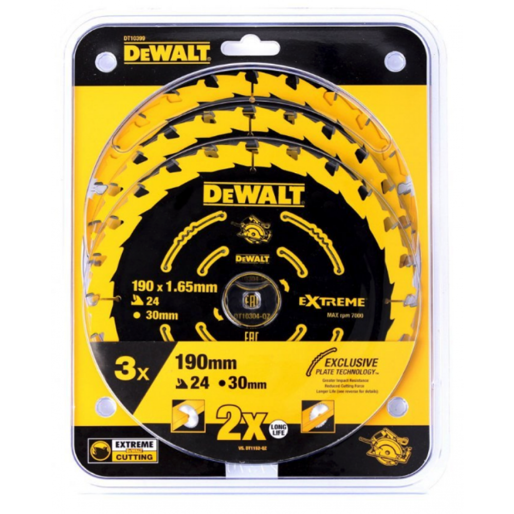 Набор пильных дисков DEWALT DT10399, 190 x 20 24-, 3 шт.
