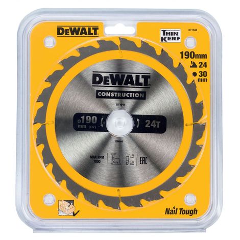 Фото Пильный диск DEWALT DT1944, CONSTRUCT, (190 x 30 мм, 24 ATB) Для дисковых (циркулярных) пил 2
