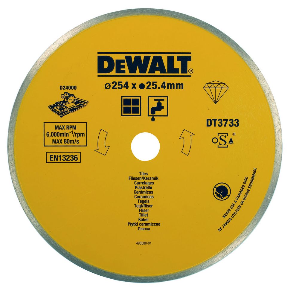 Диск алмазный по плитке DEWALT DT3733, (254 x 25.4 мм) для плиткореза D24000