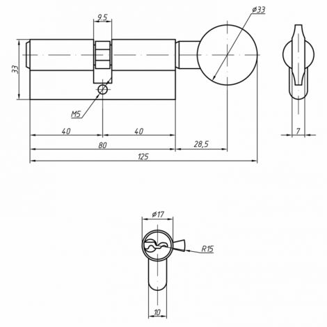 Фото Цилиндровый механизм (Личинка замка двери) ROTO 40ручка-40ключ с плоской ручкой, никелированный Цилиндровые механизмы 3