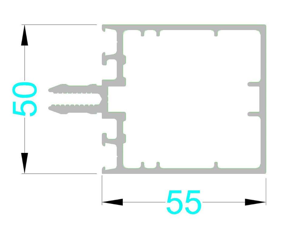 Алюминиевый профиль Стойка и ригель L ALUMARK 55 мм 6.8м неокрашенный