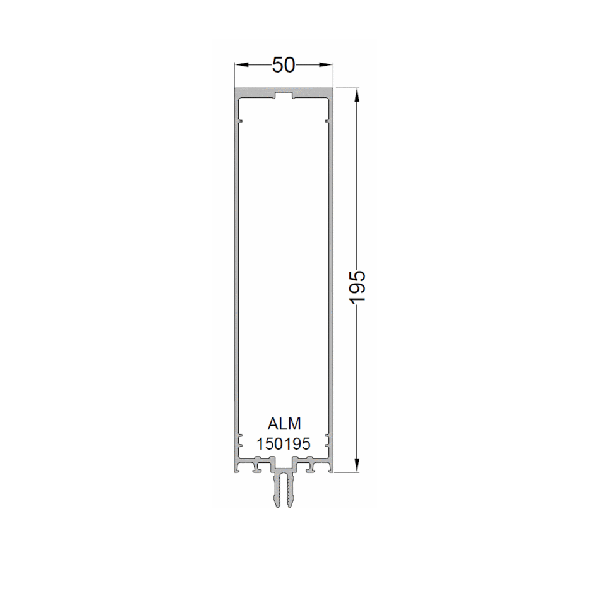 Алюминиевый профиль стойка и ригель 195 мм. белый RAL9016, 6м.