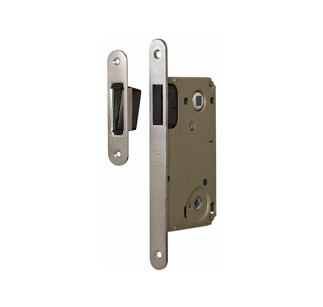 Магнитная защёлка для межкомнатных дверей с ответной планкой ELEMENTIS WC/50/90/18/8 никель матовый