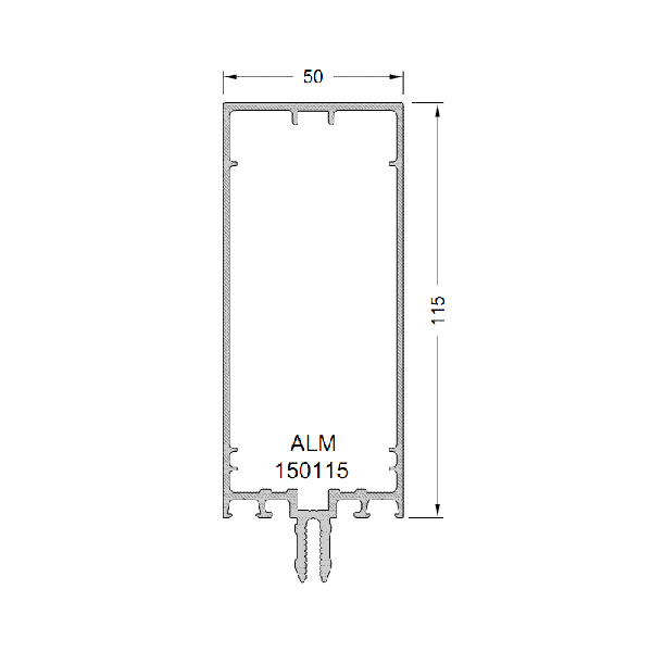 Алюминиевый профиль стойка и ригель 115 мм. белый RAL9016 6.8м