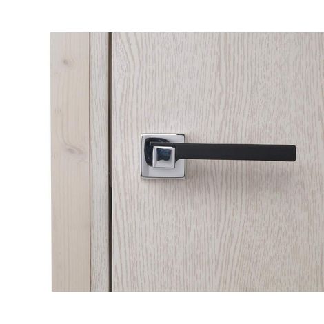 Фото Ручка дверная дизайнерская с квадратной накладкой хром полированный/черный окрашенный Дверные ручки 3